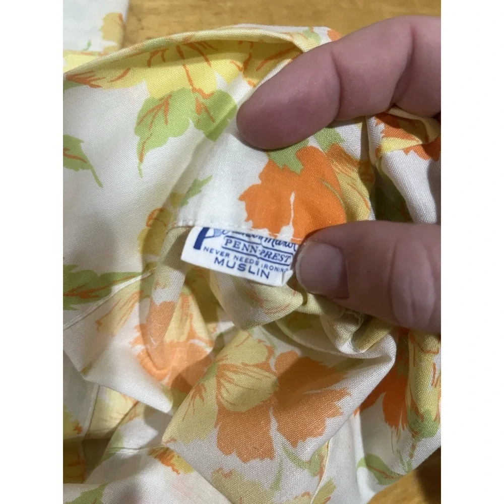 Vtg Penn-Prest Orange Yellow Flowers Pillow Cases  Fashion Manor Muslin 1970s‎